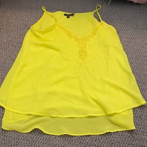 XOXO neon yellow blouse with flower detail
